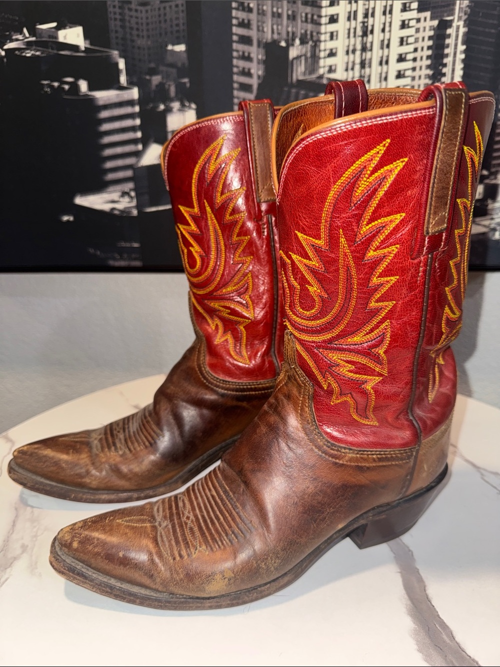 Lucchese Red & Brown 1883 Cowboy Boots 8.5 B